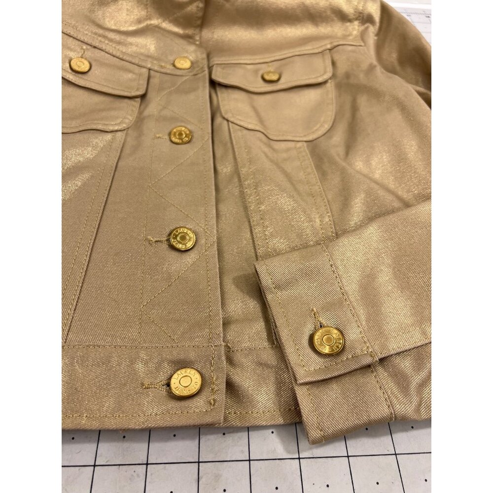 Lauren Jeans Co. Ralph Lauren Gold Metallic Jacket Sz.  P/L Cotton Blend Women's - Picture 7 of 12